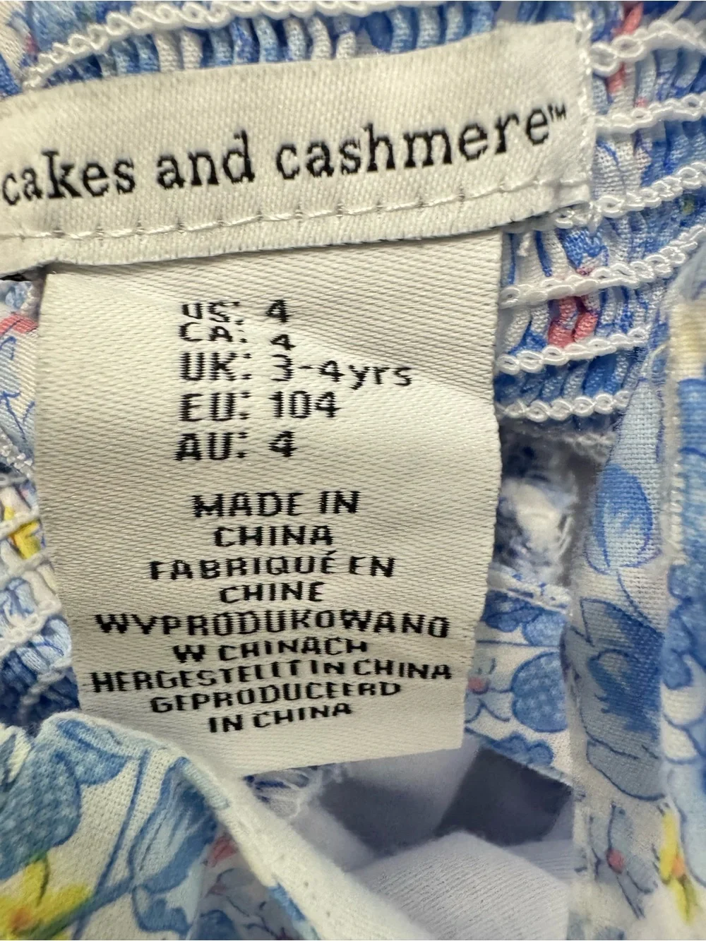 Cupcakes and Cashmere Girls Blue Floral Dress Size 4T Lace Trim